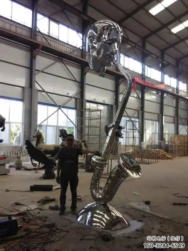 創(chuàng)意薩克斯雕塑 啞光樂(lè)器雕塑 公園西方樂(lè)隊(duì)雕塑