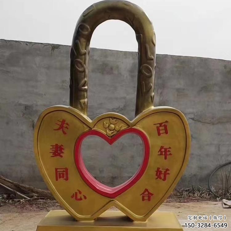 街頭鎖子雕塑 大型別墅區雕塑 鋼管同心鎖雕塑