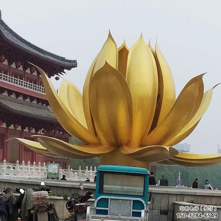 仿真蓮花雕塑 電鍍現代水蓮花雕塑 部隊花卉雕塑