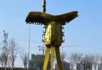 彩繪酒尊雕塑 電鍍現代酒尊杯雕塑 公園酒器雕塑