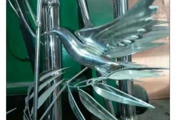 烤漆竹葉雕塑 鋼管竹類雕塑 室內植物雕塑