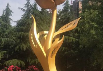 中式月季花雕塑 啞光花卉雕塑 游樂場(chǎng)花朵雕塑