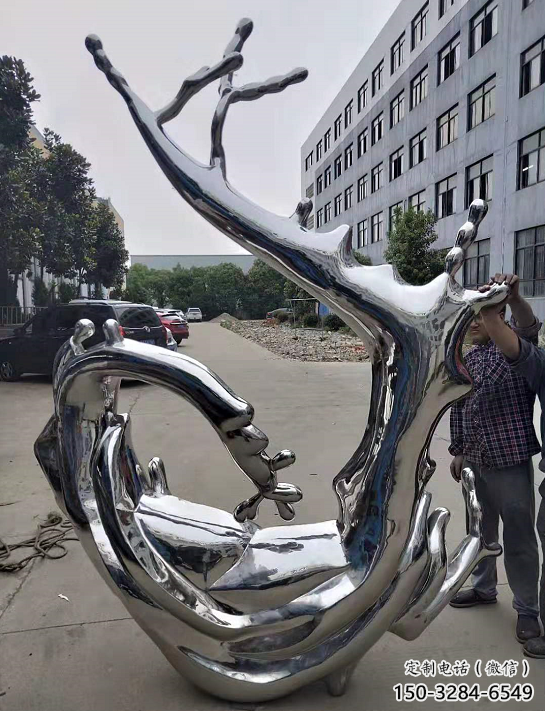 烤漆水花雕塑 鋼管水景雕塑 室內(nèi)雕塑