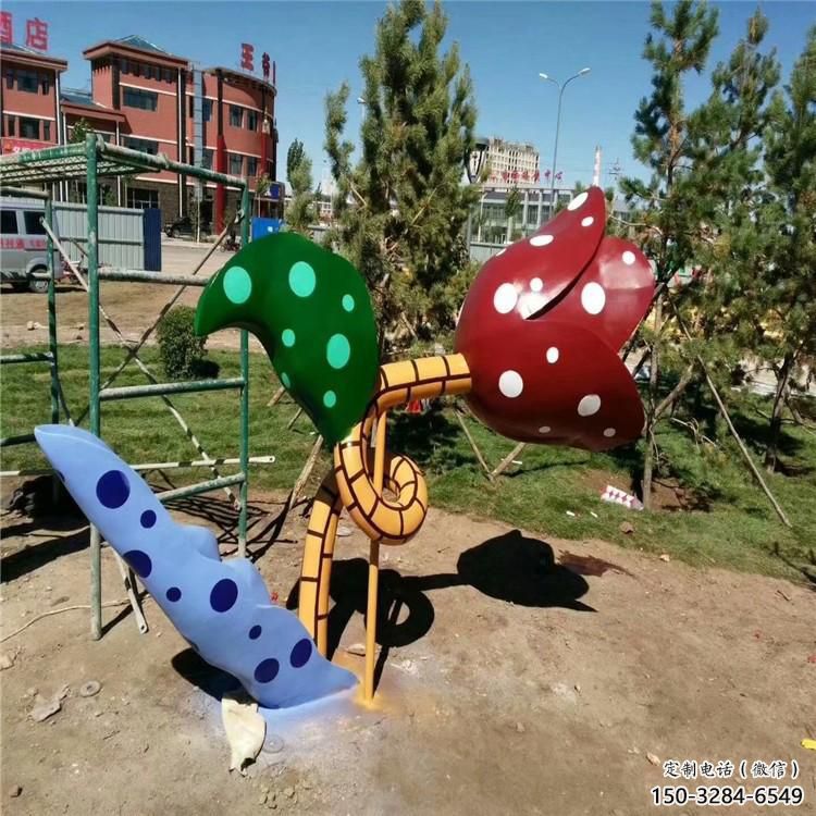 彩繪喇叭花雕塑 景觀雕塑 街頭花卉雕塑