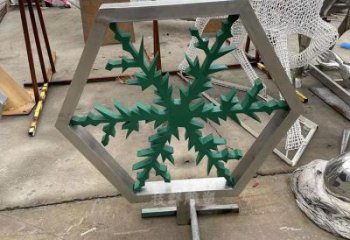 街頭雪花雕塑 大型別墅區雕塑 鋼管窗花雕塑