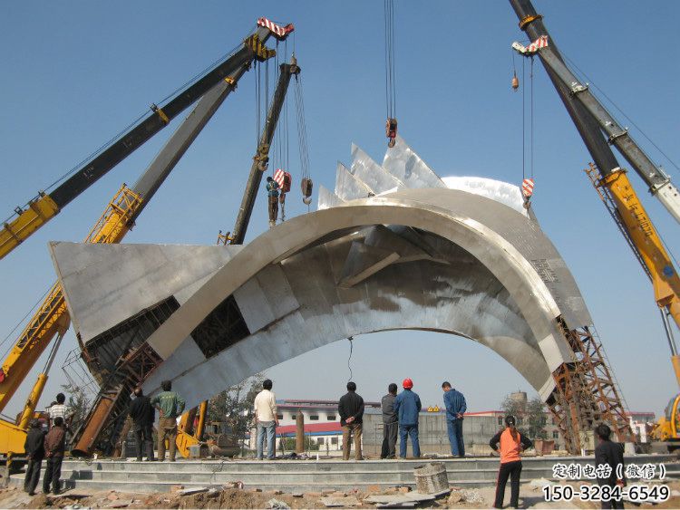 城市大門雕塑，不銹鋼材質制作，地標文化標識