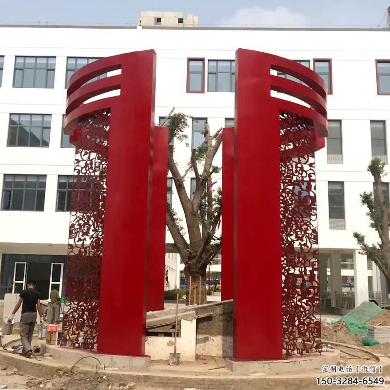 鏤空烤漆不銹鋼大門雕塑，拱門藝術(shù)結(jié)構(gòu)