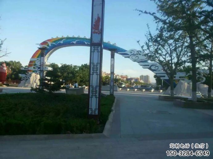 祥云拱門雕塑，廣場藝術建筑，不銹鋼祥云拱門雕塑