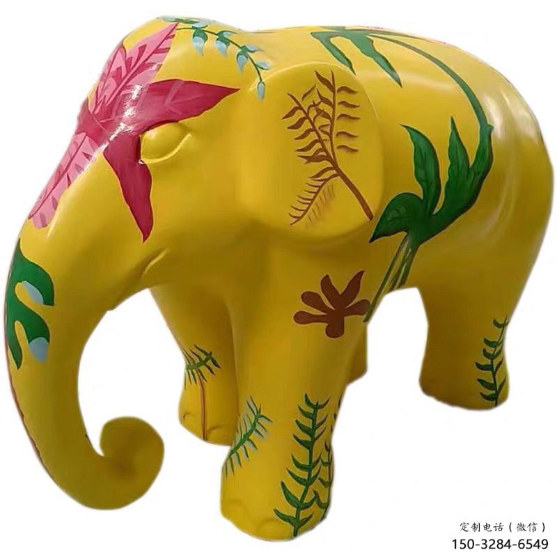 大象雕塑，彩繪工藝雕塑，玻璃鋼大象雕塑廠家