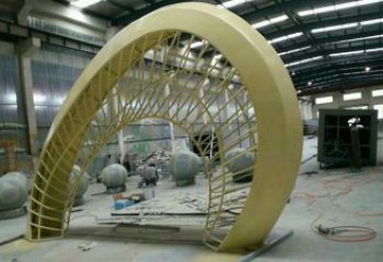 大型不銹鋼拱門雕塑，鏤空烤漆工藝制作