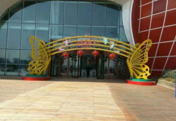 蝴蝶拱門雕塑,鏤空工藝，不銹鋼蝴蝶拱門雕塑