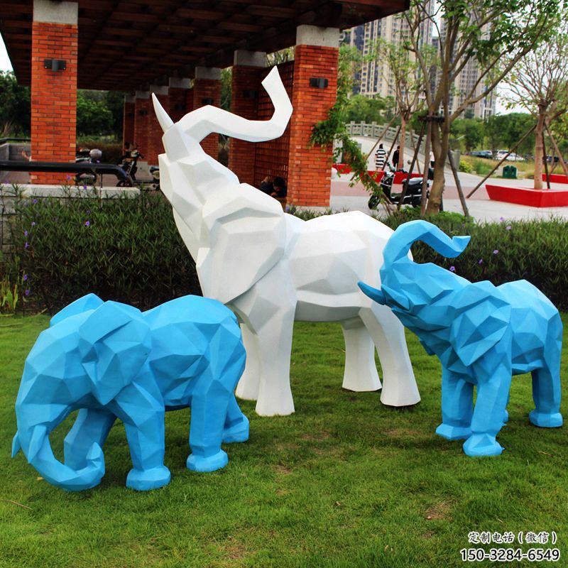 切面大象雕塑擺件供需，動物制作，幾何大象雕塑廠家