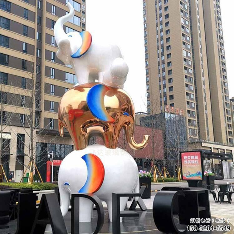 金屬大象雕塑承接，陸地擺件，廣場卡通大象雕塑制造商