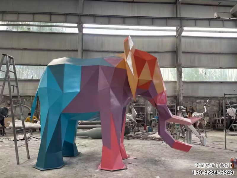 鋼鑄大象雕塑常用，金屬組合，景觀烤漆大象雕塑定價(jià)