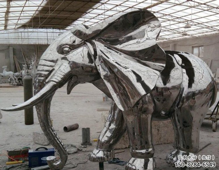 大象雕塑優價，金屬組合，鏡面大象雕塑廠家