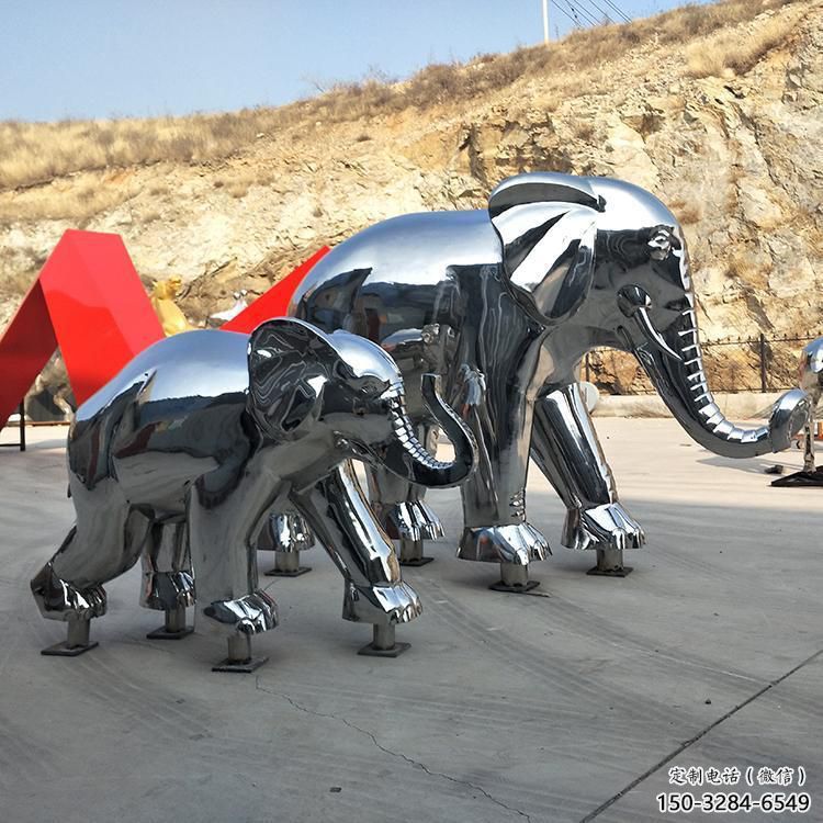 戶外大象雕塑廠家，動物景觀雕塑，不銹鋼動物雕塑生產