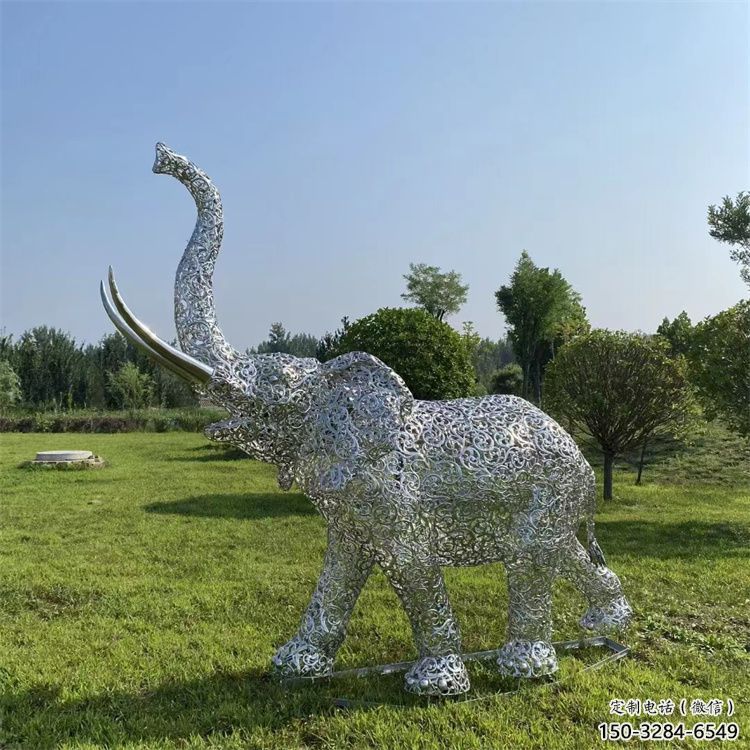 大象雕塑標(biāo)志精選，街頭藝術(shù)，公園鏤空大象雕塑承接