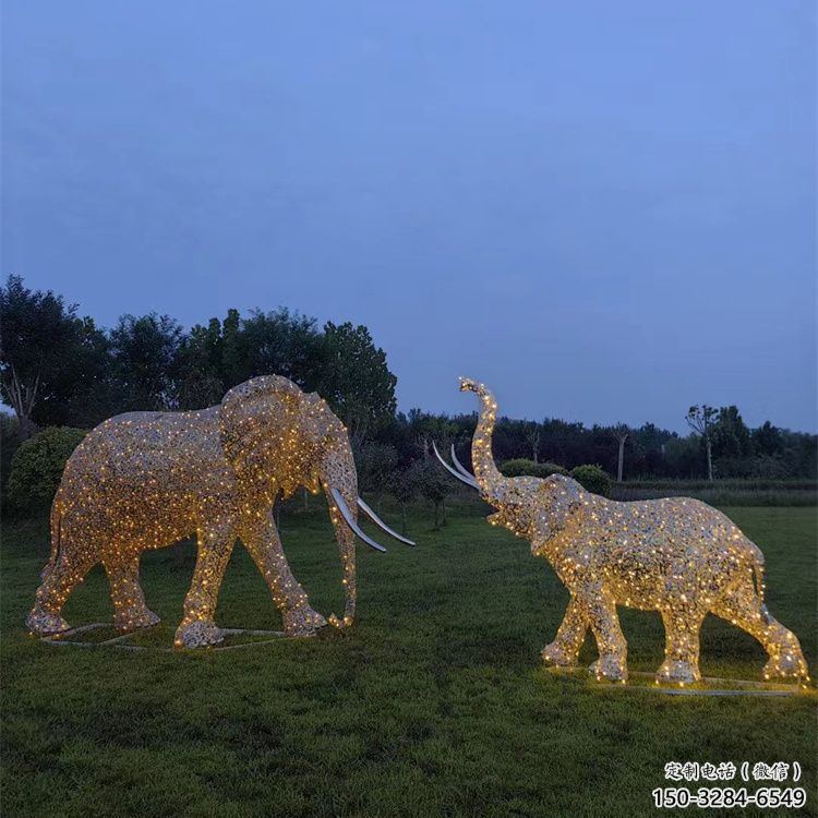 小品大象雕塑生產，燈光雕塑，各類鏤空大象雕塑定制