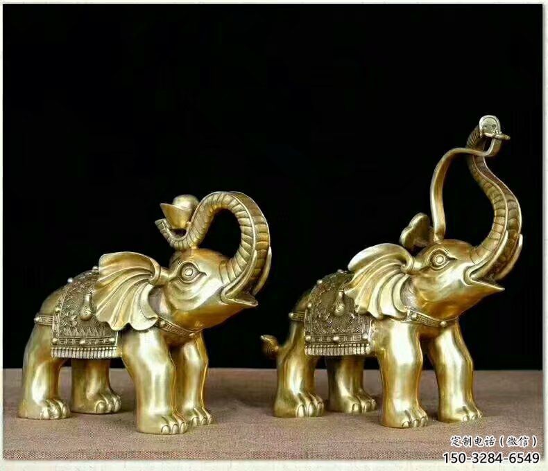 景觀大象雕塑觀賞型，廣場系列，黃銅大象雕塑優選