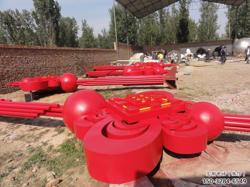 公園中國結(jié)雕塑廠家，烤漆工藝制作，民俗文化標識