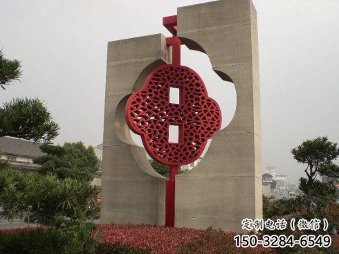 園林中國結(jié)雕塑廠家，烤漆工藝制作，民俗文化標識