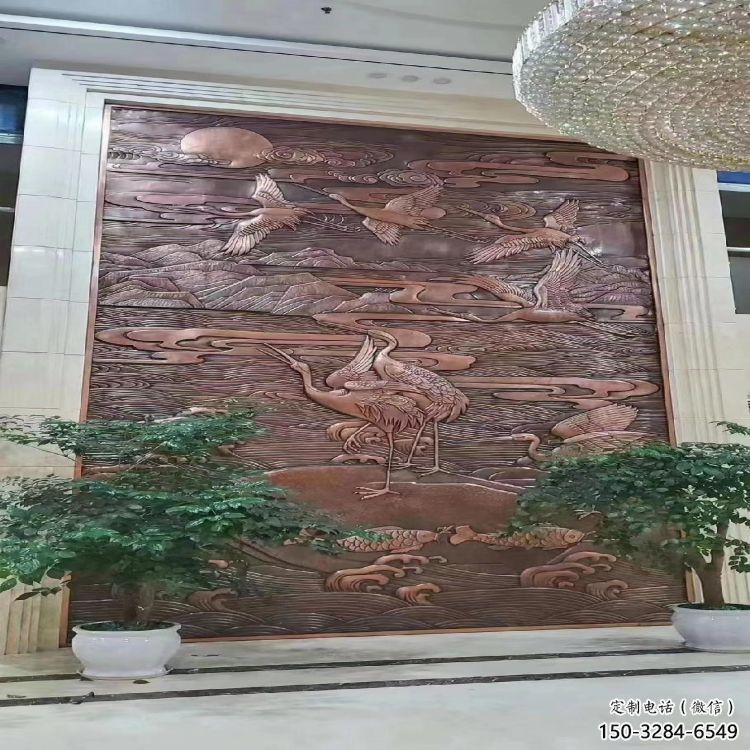 彩繪仙鶴浮雕通用，花園小品，廣場動物浮雕優價