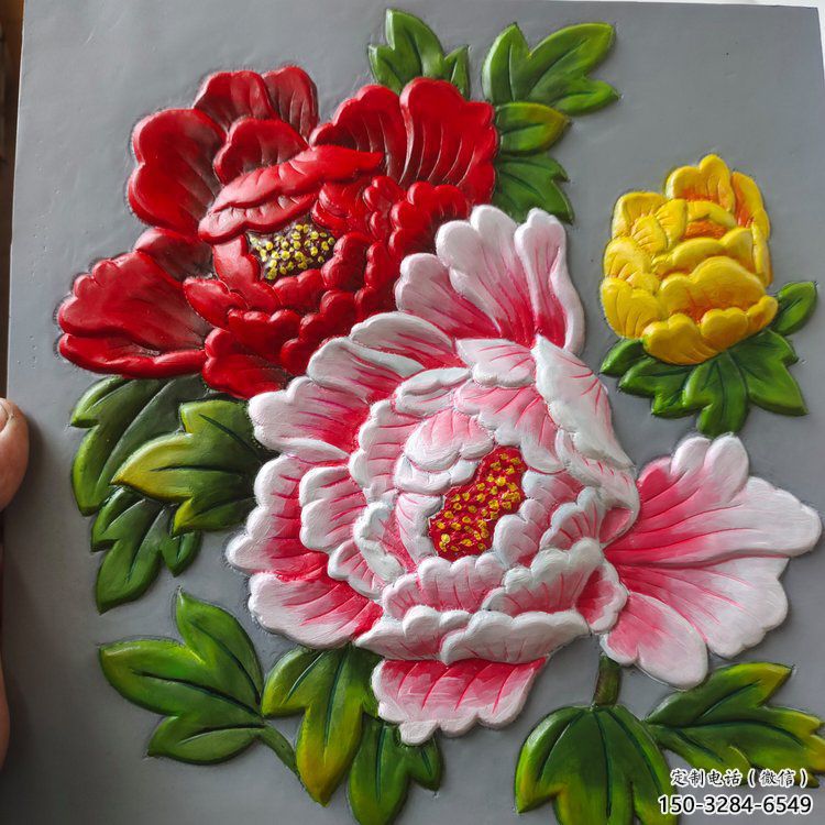 牡丹花浮雕廠家，花卉主題，鑄銅花卉浮雕制作