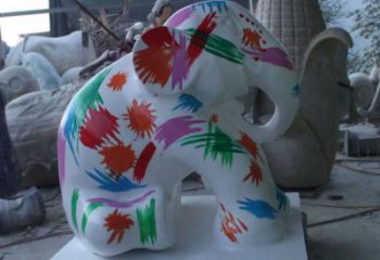 藝術(shù)大象雕塑，中式工藝，彩繪大象雕塑制作廠家