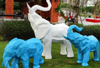 切面大象雕塑擺件供需，動物制作，幾何大象雕塑廠家