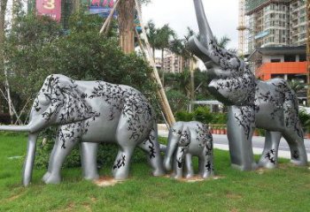 大象雕塑精品，白鋼構(gòu)件，別墅卡通大象雕塑供求