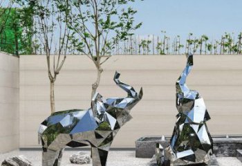 鏡面大象雕塑展品，亮面效果制作，切面大象雕塑精品
