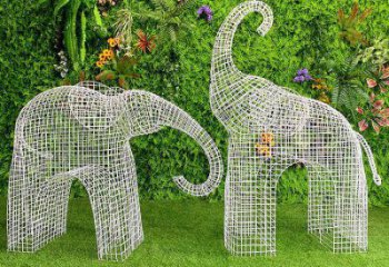 大象雕塑工程制作，城市雕塑，景觀鏤空大象雕塑生產