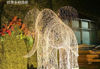 燈光大象雕塑定制，小區雕塑，鏤空大象雕塑提供