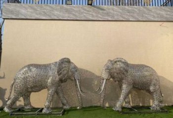 門口大象雕塑點擊，地標擺件，鏤空大象雕塑承接