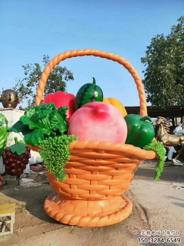 果籃雕塑優選，多彩藝術，抽象玻璃鋼果籃雕塑選用