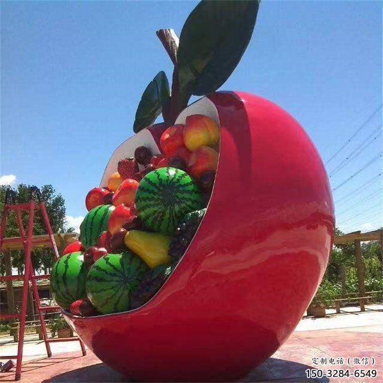 景觀果籃雕塑工程供應，公園雕塑，不銹鋼果籃雕塑工藝供求