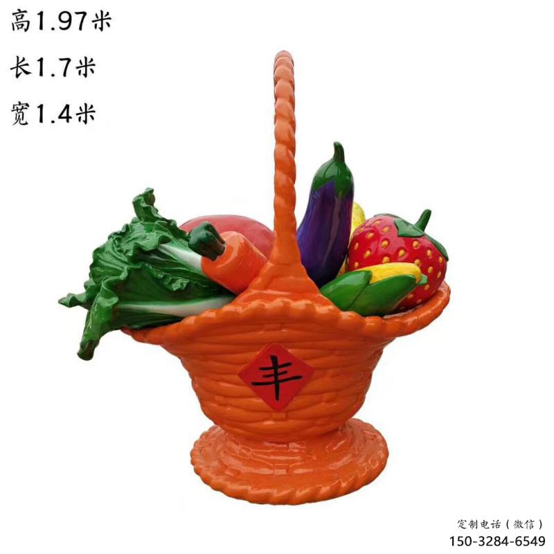城市果籃雕塑標準，彩鋼制作，仿真果籃雕塑優價