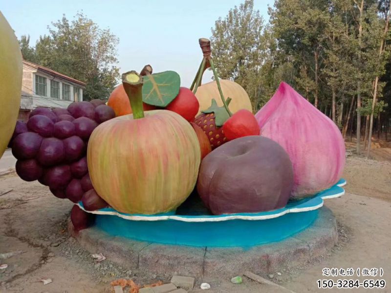 景觀果籃雕塑生產(chǎn)，水景雕塑，各類蘋果果籃雕塑定制