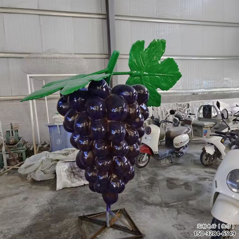 標志果籃雕塑預定，小區擺件，葡萄果籃雕塑精品