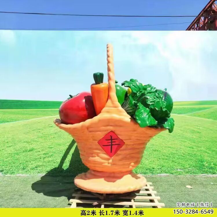 果籃雕塑定價(jià)，彩繪工藝，水果果籃雕塑工制作