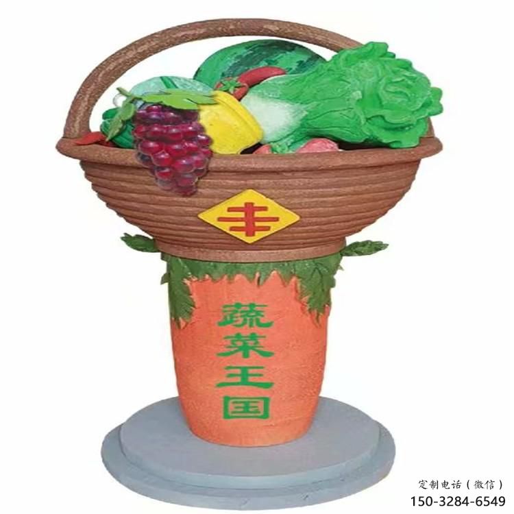 果籃雕塑定價，街景小品，鐵藝果籃雕塑批發(fā)