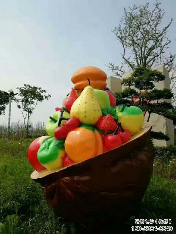 果籃雕塑供需，室外軟裝，抽象鐵藝果籃雕塑制作
