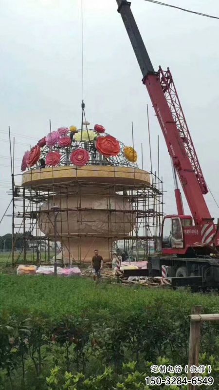 景觀花籃雕塑承接，城市裝飾，大型不銹鋼花籃雕塑公司生產商