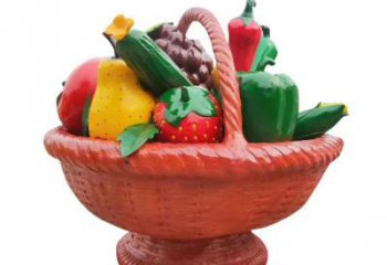 烤漆果籃雕塑制造商，室外軟裝，仿真果籃雕塑承接