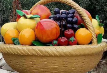 門口果籃雕塑供應(yīng)，多彩藝術(shù)，鐵藝果籃雕塑供求