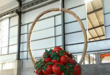 園林果籃雕塑專供，露天雕塑，鐵藝果籃雕塑選用