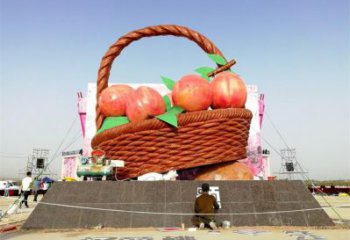 鐵藝果籃雕塑精品，小區(qū)雕塑，鐵藝果籃雕塑提供