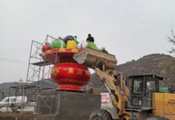 環境景觀花籃雕塑批發，烤漆工藝，園林小品玻璃鋼花籃雕塑承接