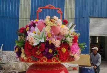 景觀花籃雕塑造型供需，廣場雕塑，城市廣場玻璃鋼花籃雕塑選用