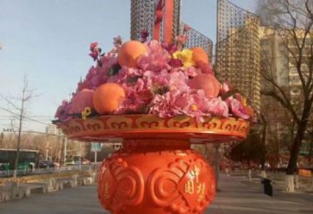 景觀抽象花籃雕塑供需，美陳雕塑，歐式景觀花朵花籃雕塑承接